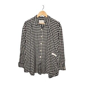 FORMIDABLE D.A.R. Handmade Gingham Plaid Top Small Button Down Oversized Cotton